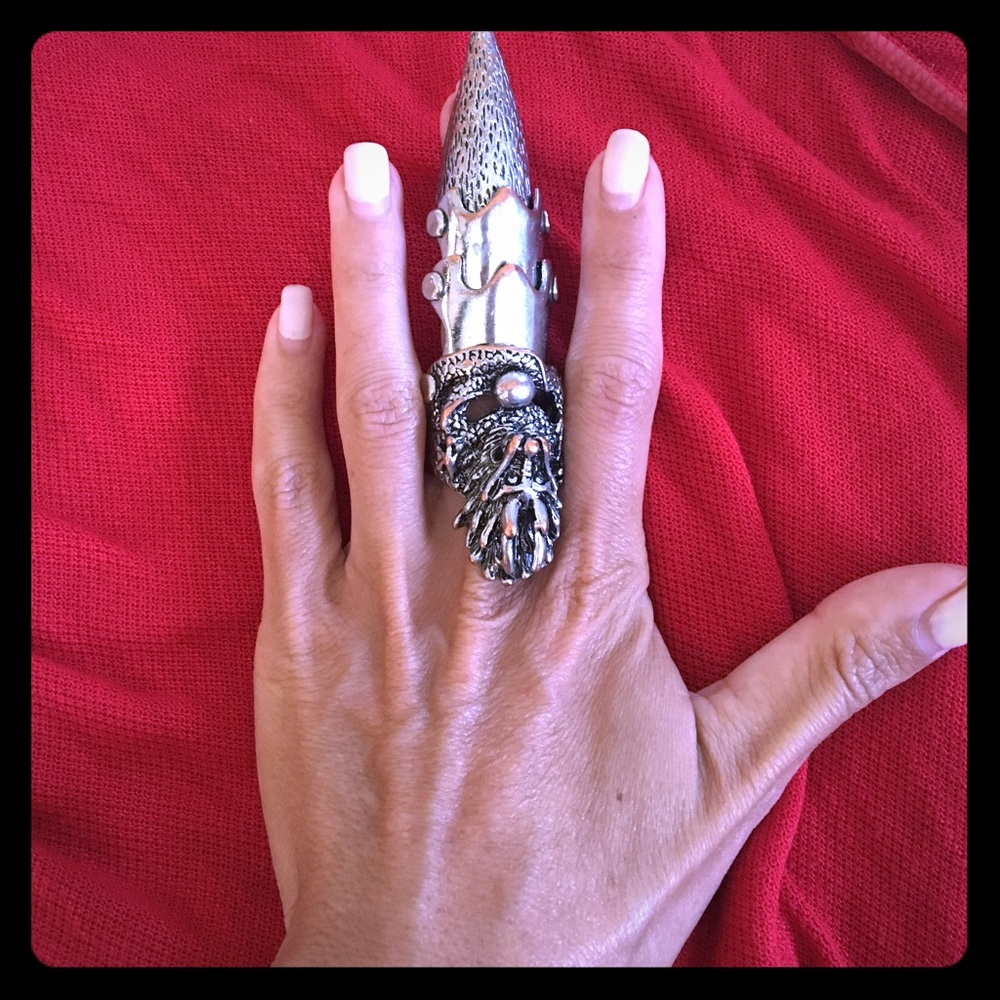LF store large faux silver claw ring gothic